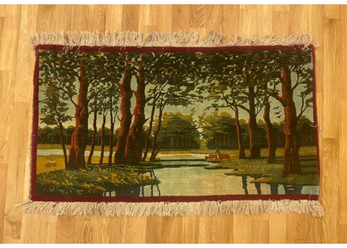 שטיח פרסי קשאן, דגם תמונה, צמר על כותנה