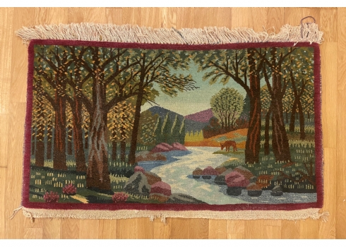 שטיח פרסי קשאן, דגם נוף, צמר על כותנה
