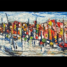 'סירות בנמל' - ציור ישן