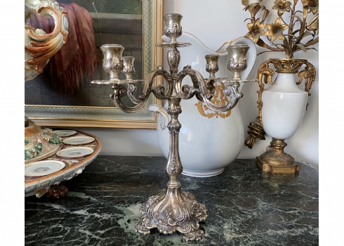 קנדלברת כסף פורטוגלית מרשימה איכותית ויפה מאד, חתומה, עשויה כסף: '916'