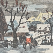ארנולד בריגר / Arnold Brugger (צייר שוויצרי, 1888-1975) - 'עגלון בכפר מושלג'