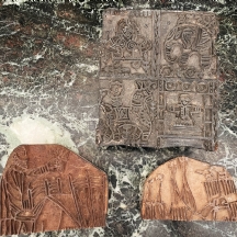 לוט של שלוש גלופות עץ להדפסה על בדים ואריגים