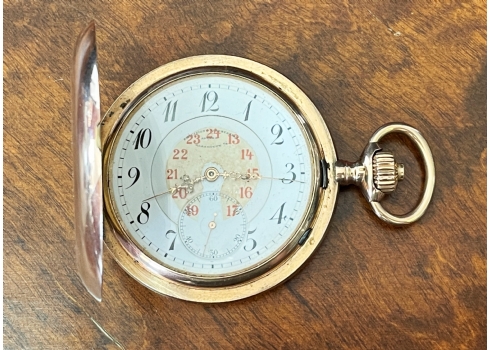 שעון כיס עשוי זהב צהוב 14 קארט, מתוצרת חברת: 'Alpina', חתום
