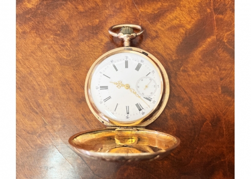 שעון כיס עתיק מתוצרת: 'Chaton', עשוי זהב צהוב 14 קארט