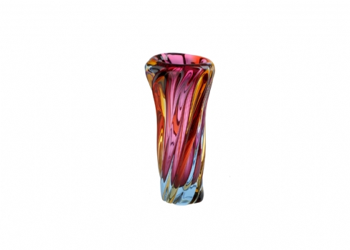 אגרטל זכוכית מורנו איטלקי ישן ומאסיבי, יפה ואיכותי במיוחד, עשוי זכוכית צבעונית