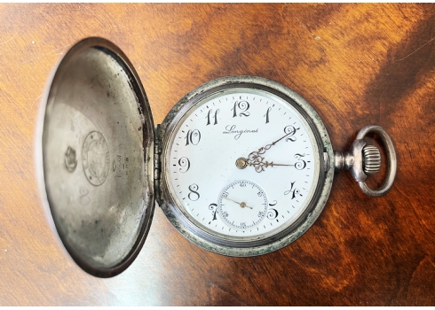 שעון כיס עתיק עשוי כסף '800' (חתום) לא נבדק מצב עבודה (חסרה הזכוכית)