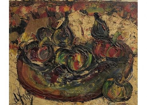 אנרי דה אנטי (Henry Maurice d' Anty, אמן צרפתי, 1910-1998) - 'פירות בקערה ירוקה'