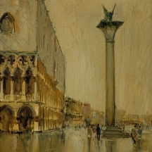 Andrea Biondetti (איטלקי, 1851-1946) - 'ככר סן מרקו וונציה' - ציור עתיק, אקוורל