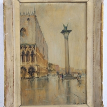 Andrea Biondetti (איטלקי, 1851-1946) - 'ככר סן מרקו וונציה' - ציור עתיק, אקוורל