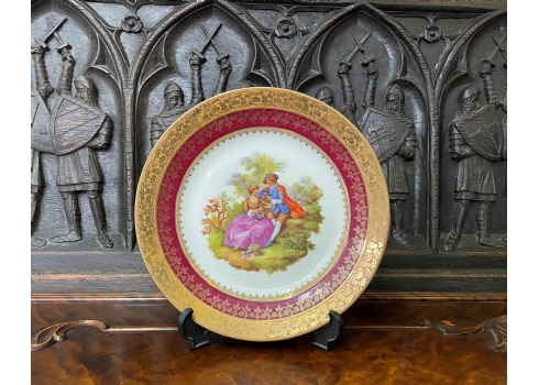 צלחת פורצלן צרפתית (לימוג' / Limoges) על פי Jean Honore Fragonard