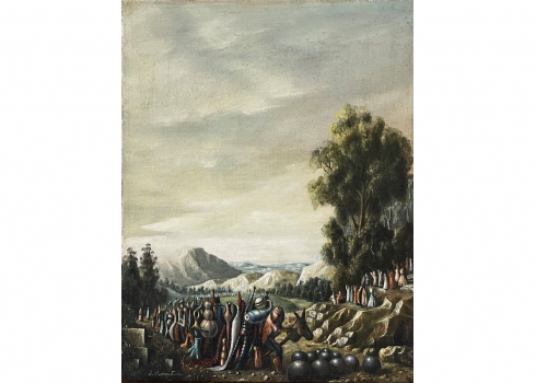 יוסי רוזנשטיין - 'יציאת מצרים' - ציור ישן, שמן על בד, חתום