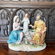 'ישו, מריה ויוחנן המטביל' - פסל חרס איטלקי ישן מתוצרת: 'קאפודימונטה' (Capodimont
