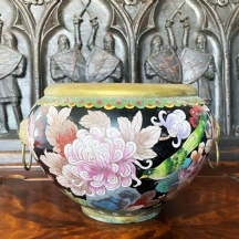 עציץ (Jardiniere) סיני ישן עשוי נחושת ומעוטר אמייל קלאוזונה (Cloisonne)