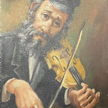 'כנר יהודי' - ציור ישן, שמן על בד, חתום