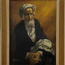 וויליאם וינטראוב (William Weintraub) - 'גבר תימני זקן' - ציור גדול, שמן על בד