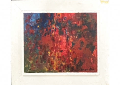 סטפה רייס - 'משחק של הפועל תל אביב' - ציור ישן, שמן על בד, חתום