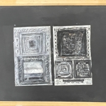 סטפה רייס - 'מחווה לרותקו' - שני ציורים, גירי פנדה על נייר, חתומים שניהם