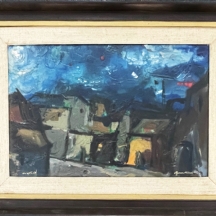 קרלוס מונטנייז - 'שכונה בתל אביב הישנה' - ציור ישן, שמן על בד, חתום