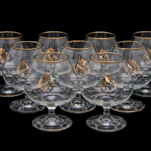 סט של 11 כוסות לברנדי מעוטרות פס זהב