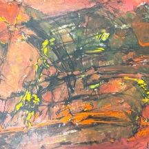 הר אבן, יהודית (Yehudit Har-Even) - 'דמות בצהוב במדבר אדום פראי' - ציור ישן ויפה