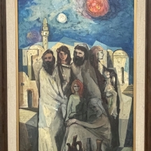 קרלוס מונטנייז - 'משפחה יהודית תחת ליקוי מאורות' - ציור גדול מיימדים, שמן על בד