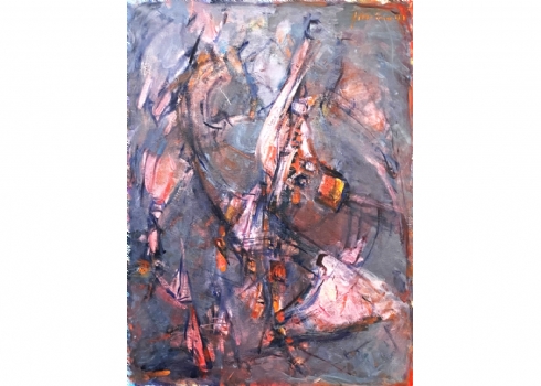 הר אבן, יהודית (Yehudit Har-Even) - 'דוד והנבל' - ציור גדול מיימדים, שמן על בד