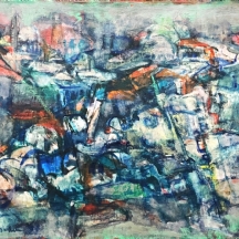 הר אבן, יהודית (Yehudit Har-Even) - 'בתים בעכו' - ציור גדול, שמן על בד, חתום