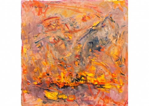 יהודית הר אבן (Yehudit Har-Even) - 'שריפת קוצים' - ציור ישן וגדול, שמן על בד