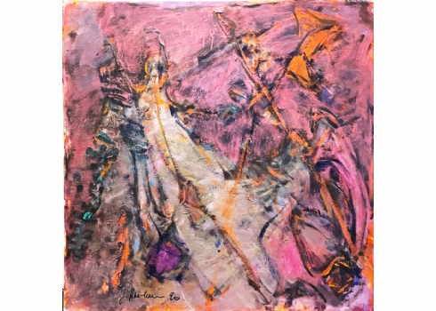 יהודית הר אבן (Yehudit Har-Even) - 'דוד וגוליית' - ציור ישן, שמן על בד, חתום