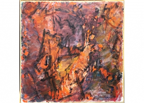 הר אבן, יהודית (Yehudit Har-Even) - 'זמן אופרה בסגול וכתום' - ציור ישן