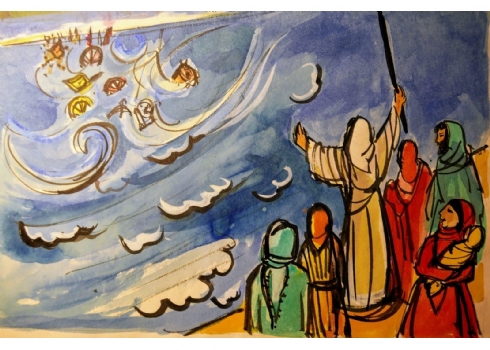 רות שלוס, (Ruth Schloss) - ציור מתוך סדרת איורים למצגות לילדים משנות ה-50