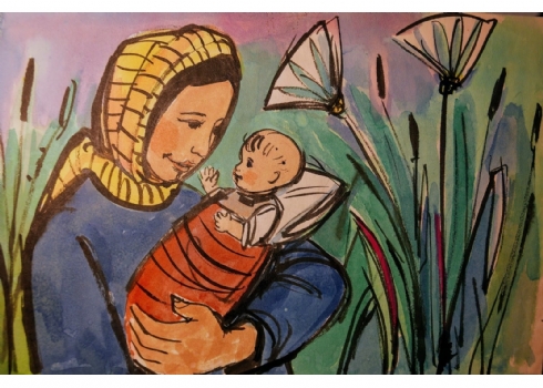 רות שלוס, (Ruth Schloss) - ציור מתוך סדרת איורים למצגות לילדים משנות ה-50