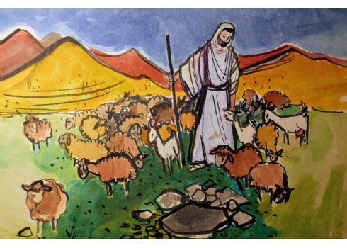 רות שלוס, (Ruth Schloss) - ציור מתוך סדרת איורים למצגות לילדים משנות ה-50