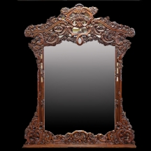 מראה גדולה עשויה עץ מגולף עבודת יד אמן