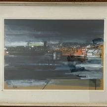 אבשלום עוקשי (Avshalom Okashi) - ציור גדול, גואש על נייר, חתום
