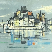 'פריז משתקפת על הנהר' - שמן על בד, חתום: 'Bruno Shern Paris' ומתוארך: 1963