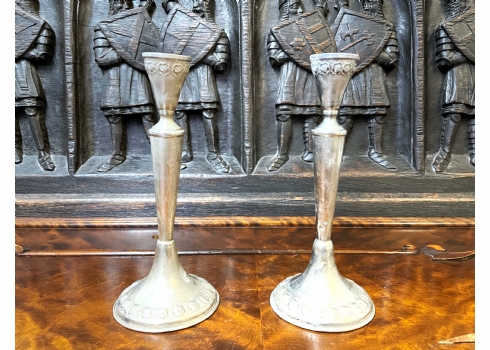 זוג פמוטי כסף ישנים, עשויים כסף '800', חתום, משקל: 121 גרם