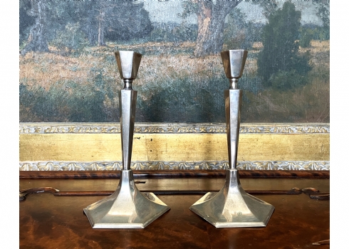 זוג פמוטי כסף, עשויים כסף '800', בסיס משושה