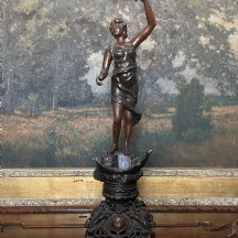 'אלגוריה למסחר' - פסל שפלטר (Spelter) צרפתי עתיק, סוף המאה ה-19, מצב בהתאם לגיל
