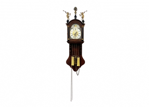 שעון קיר הולנדי ישן בסגנון עתיק, עשוי עץ ומתכת (#4)