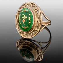 טבעת רוסית עם אמייל ירוק