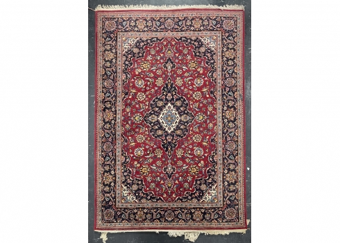 #1  שטיח קשאן פרסי עתיק בן כמאה שנה, במצב טוב, צמר על כותנה