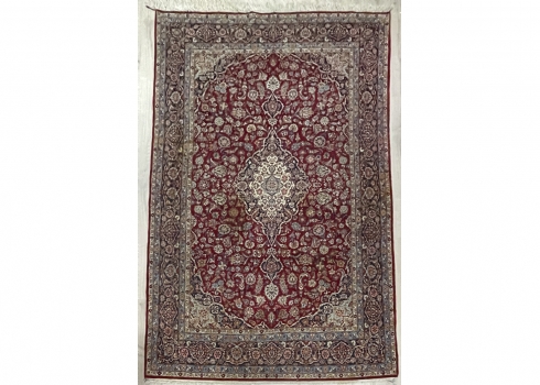 #2  שטיח קשאן פרסי עתיק וגדול בן כמאה שנה, במצב טוב, צמר על כותנה
