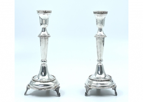 זוג פמוטים ישנים עשויים כסף 'סטרלינג' (925), חתומים, משקל כולל: 145 גרם