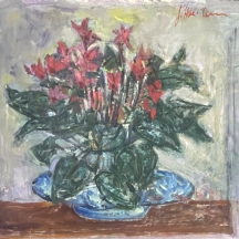 יהודית הר אבן  (Yehudit Har-Even) - 'רקפות אדומות' - ציור ישן ויפה במיוחד