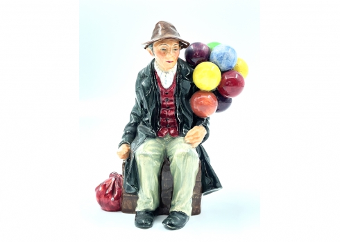 'The Balloon Man' - פסל פורצלן אנגלי ישן, בדמות מוכר בלונים, Royal Doulton