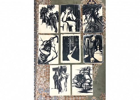 גרשון קניספל ישראלי (יליד גרמניה), 2018-1932 - לוט של 8 הדפסים ישנים לא ממוסגרים