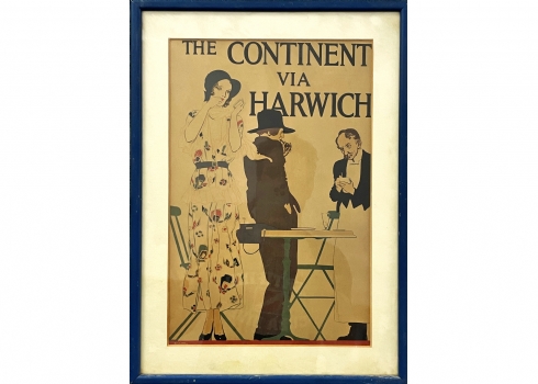 'The Continent via Harwich'  כרזה על פי Reginald Higgins