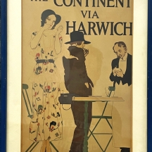 'The Continent via Harwich'  כרזה על פי Reginald Higgins