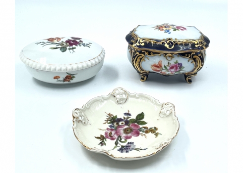 לוט של 3 פרטי פורצלן גרמנים ישנים ויפים, שניים מתוצרת 'רוזנטל' (Rosenthal)